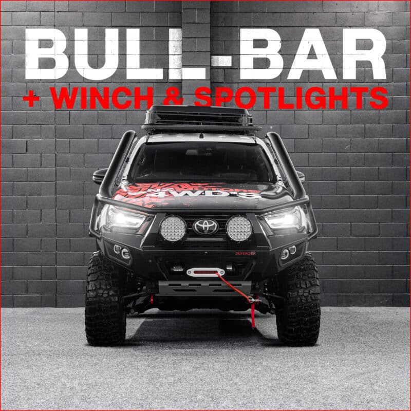 DEFENDER 4X4 Bull Bar + Winch & Spotlights Combo Package